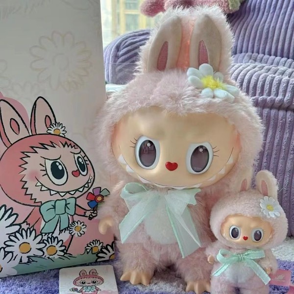 Mokoko 1st Spring Flower Sweetheart Pink Labubu Vinyylinukke Kawaii Reppu Riipus Koriste Nuken Huvipuisto Limited Edition
