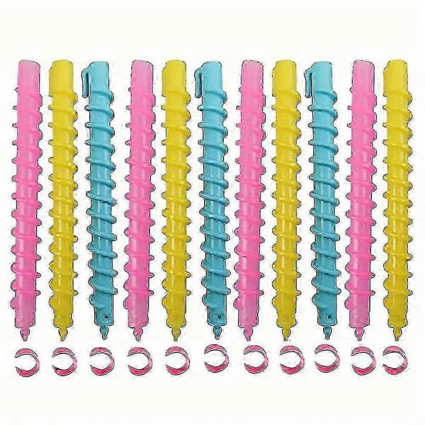 20 st Hårrullar Set Spiral Hårpermanentstavar DIY Plast Långa Lockpermanentstavar