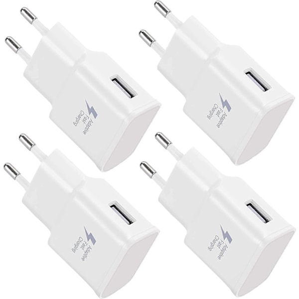 4-pak 5V-2A USB-strømadapterstik Universal hurtigoplader til iPhone 12/11/X 8/7/6, Samsung Galaxy S22 S21 S20 white