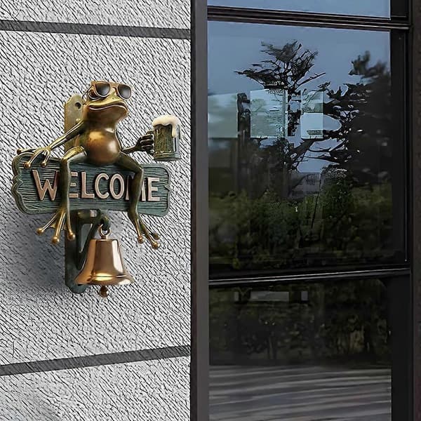 Chill Frog Välkomstdörrklocka, Chill Frog Välkomstskylt Handmålad Öl-Drickande Groda Med Solglasögon