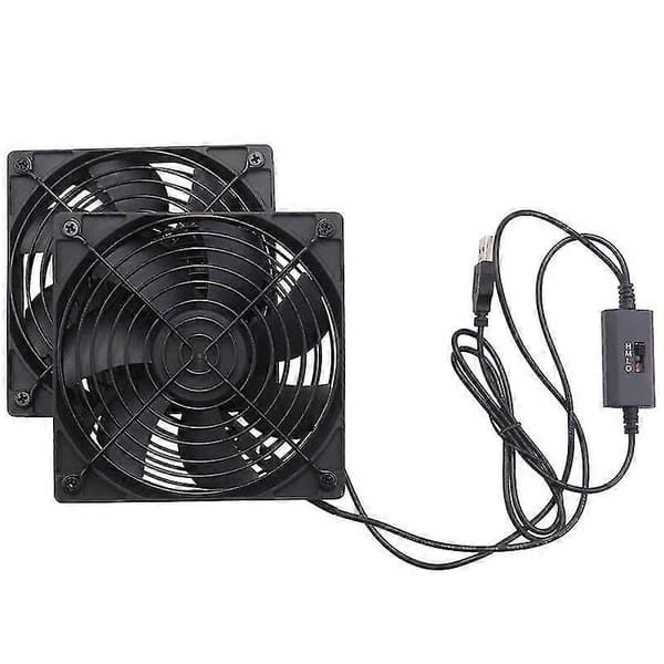 Dobbelt 120 mm 5V USB-drevet PC-routerblæser med hastighedsregulator