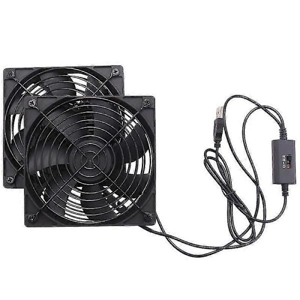 Dual 120mm 5V USB Powered PC Router Fans with Speed Controller
