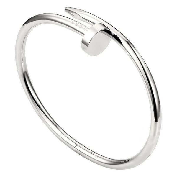 Armbånd i rustfrit stål med sømhoveddesign, glat overflade, sølv