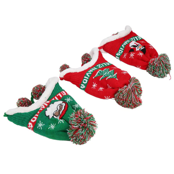 Barn Stickad Mössa Tomte Julgran Snömönster Barn Tonåring Mössa Vinter Varma Tillbehör