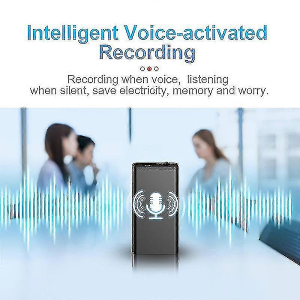 Ultratunn Professionell Ljudinspelare Digital Bärbar Mini Röstaktiverad Diktafon HD Brusreducering Inspelning MP3-spelare 8GB