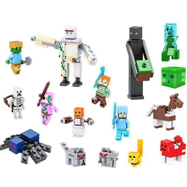 Barnleksaker 16st/ set Minecraft monterade byggstenar Minifigurer Pusselleksaker Present