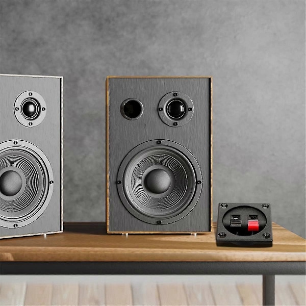 4 st Högtalarlåda Terminalkopp, Fjäderfäste Fyrkantig Subwooferlåda Terminal Kopplingsplintkontakt för DIY Black