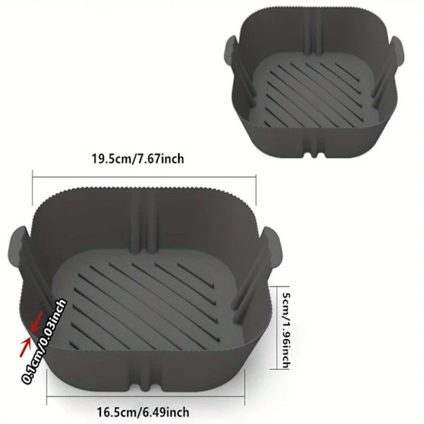 Återanvändbar Silikonform för Airfryer, Ugn - Tillbehör för Beläggning - Pizza - Friterad Kyckling black 1pcs