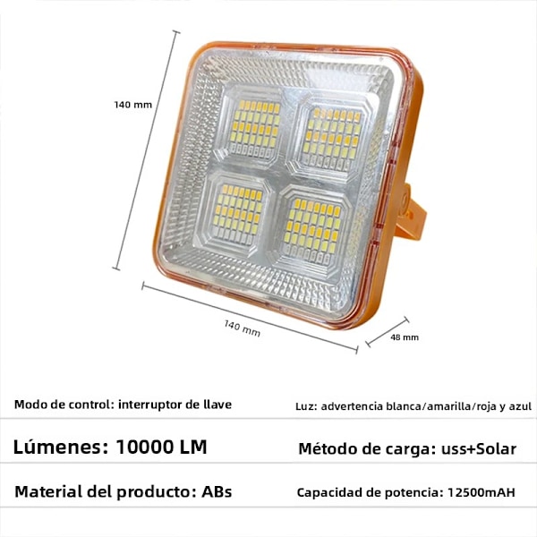Solcellelamper Udendørs Genopladelig Solcelleprojektør LED Reflektor Spotlight Genopladelig Projektør Byggepladslampe 10000LM