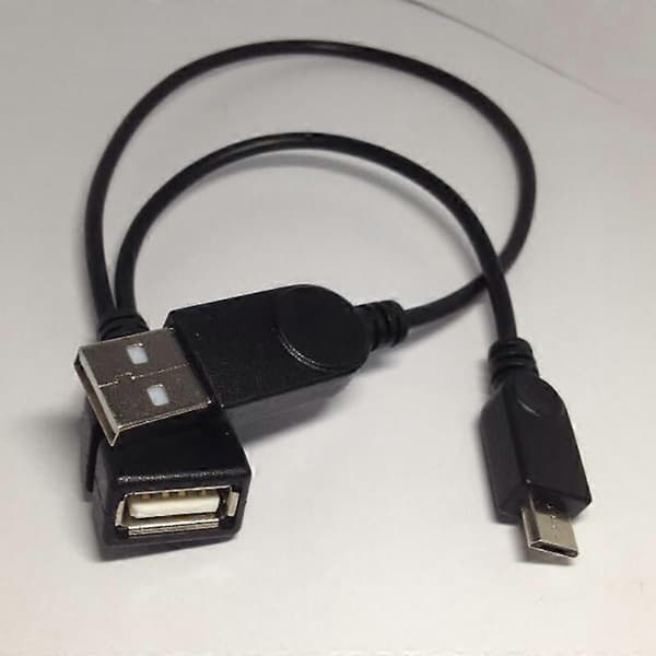 1 Micro-USB til USB hun OTG-adapterkabel med USB-strømgrænseflade egnet til elektronisk enhed Black