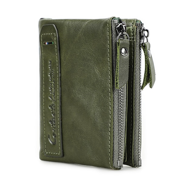 Äkta Läderplånböcker för Kvinnor Kort Tvåfaldig Mode Damplånböcker Korthållare Myntficka Sedelklämma Damplånbok Dark Green