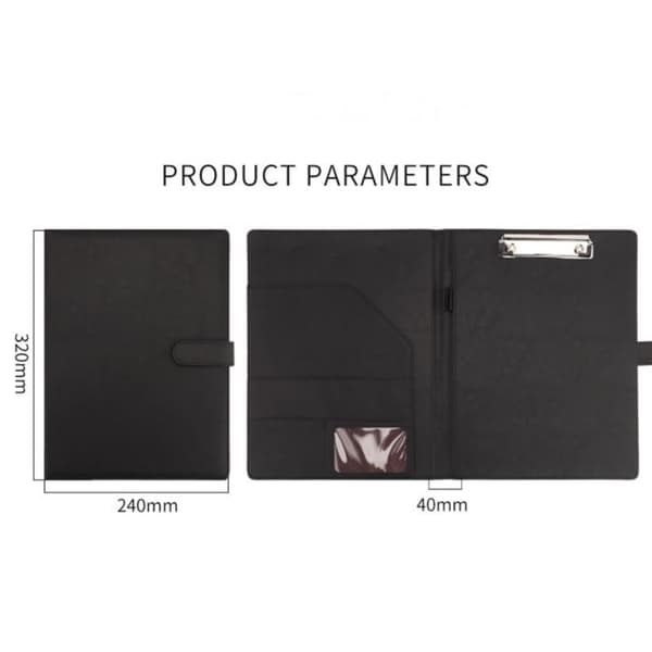XJYDNCG A4 Dokumentholder, Clip-on Konferencemappe, Skrivebordsorganizer, Multi-rum, Til møder og arbejde - Sort