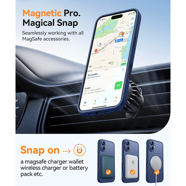 Magnetiskt skal för iPhone 16 Pro Max med fullständigt kameraskydd [Kompatibelt med MagSafe] [Transparent matt] Skyddande mobilskal, Deep Blu Purple Deep Blue iPhone 16