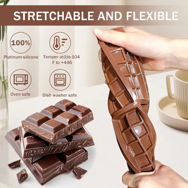 Silikon chokladform, silikonform för 6 chokladkakor med skrapa och 100-pack påsar, Dubai chokladform för chokladpraliner 3pcs