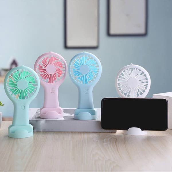 Mini bærbar blå ventilator, USB genopladelig ventilator til kontor, sovesal, studerende, gave, lang batterilevetid