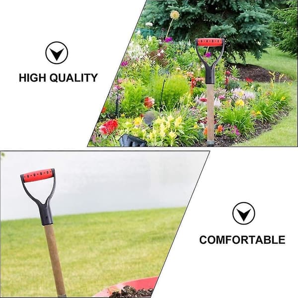 2 D-håndtak for spade, plast, godt håndtilbehør for snømåking, graving og raking Grey