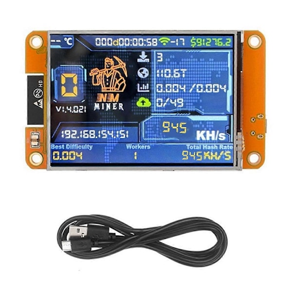 NMMiner NerdMiner 945KH/S Hashrate 2,8-tums Smart Display Bitcoin