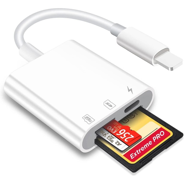 Sd/micro SD-kortläsare för Iphone/ipad Plug And Play, SD-minneskortadapter  med samtidig läsning och laddning a474 | Fyndiq