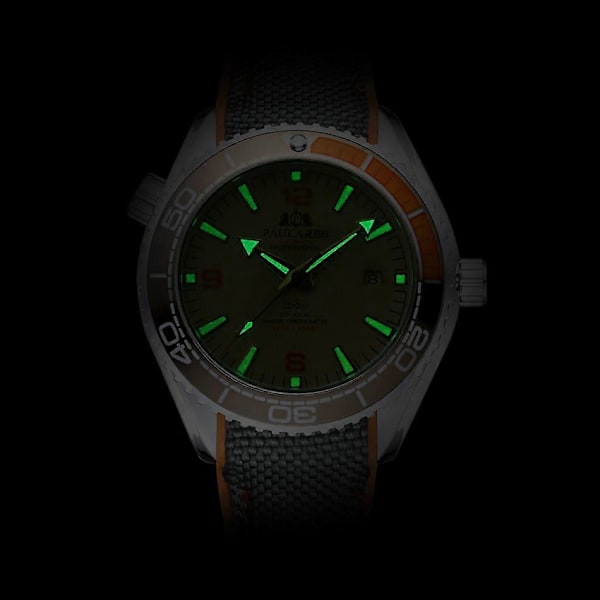 PAULAREIS OM04 Herrklocka Canvas Gummiband Helautomatisk Mekanisk Klocka Med Kalender Black