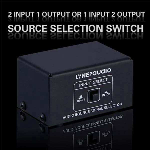 2X Kilde Signalvælger, Switch, Højttaler, Kilde O, Switch, Tab, 2-i-1 eller 1-i-2 Interface, Metal, Sort