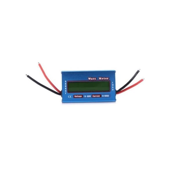 Voltmeter, wattmeter og ammeter, multifunktionel, digitalt multimeter, 4 - 60 V, 100 A, blå farve.