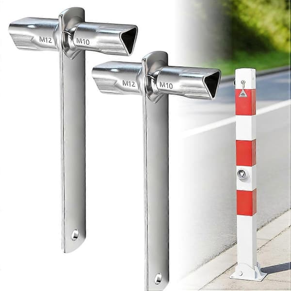 2 stk. dobbelthodede trekantnøkler M10/M12 for pullerter, sperrestolper og rekkverksstolper med trekantlåser