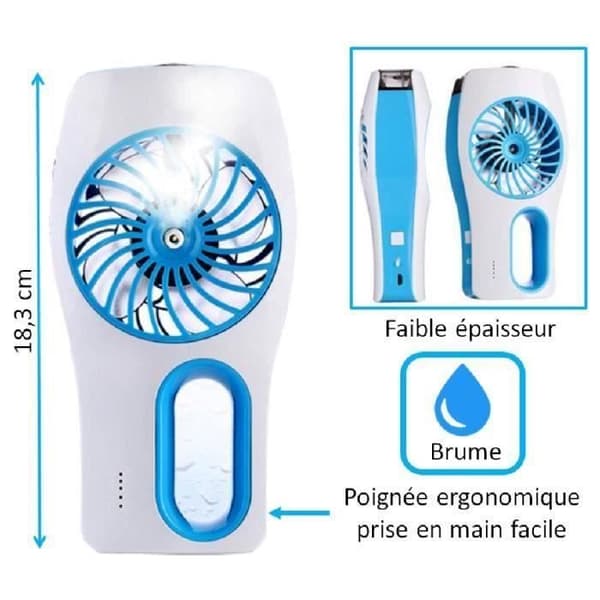2x Mini håndholdte tåkefans - USB oppladbare - Opptil 7 timers batterilevetid