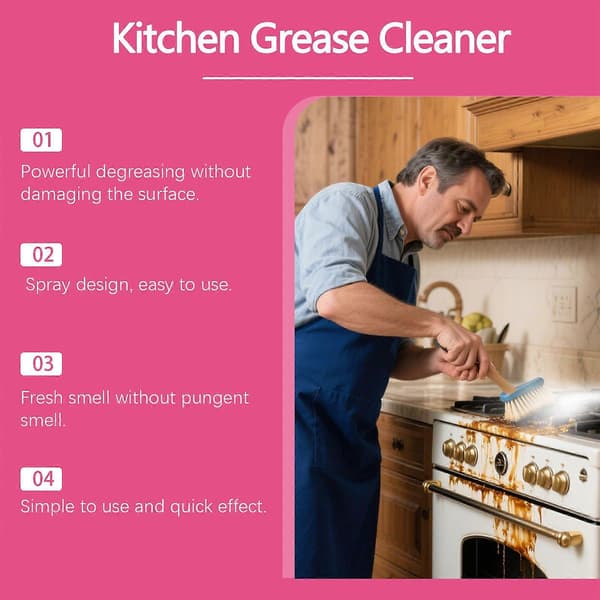 Kitchen Grease and Limescale Remover - Powerful Degreasing Formula, Gentle on Surfaces, 237ml Spray Bottle, Protective Layer for Long-lasting Cleanliness, S 3pcs