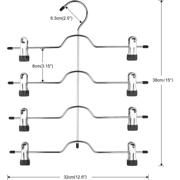 Kjolhängare 4 våningar byxhängare platsbesparande hängare garderobsarrangör för kjol, byxor