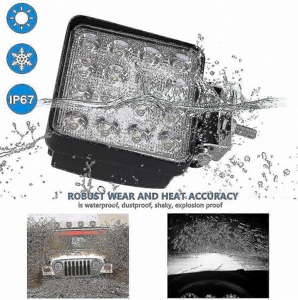2-pack 48W LED Flood arbetsbelysning för terrängfordon och traktorer