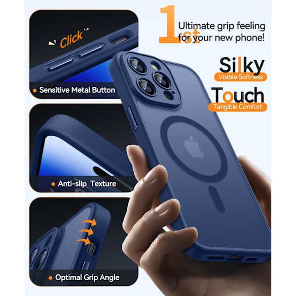 Magnetiskt skal för iPhone 16 Pro Max med fullständigt kameraskydd [Kompatibelt med MagSafe] [Transparent matt] Skyddande mobilskal, Deep Blu Purple Deep Blue iPhone 14 Pro Max