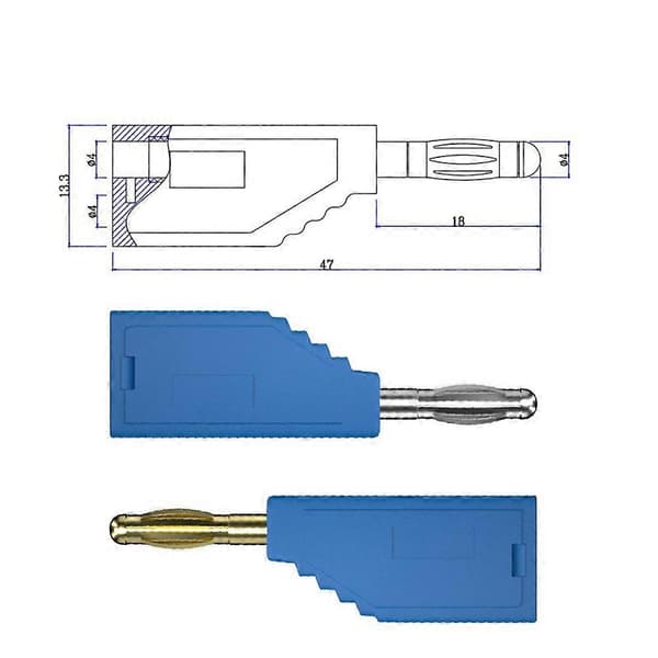 10 stk/sett koblingsplugg J.10054 4 mm stabelbar plugg bananplugg ansiktskontakt ledning multifunksjon