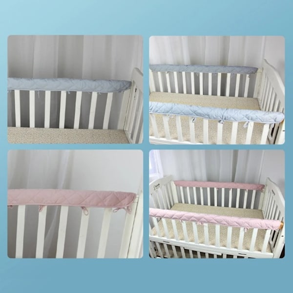 Bomullsbeskyttelse for Barneseng - Omsluttende Kant - Sikker Tannbeskytter for Baby - 2 STK Rosa*2 60*16cm