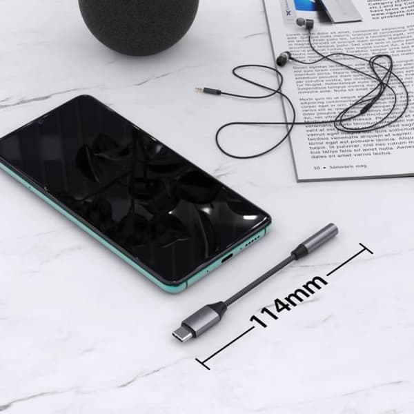 USB C till jack-adapter, USB Typ C till 3,5 mm-adapter, högupplöst DAC-chip.