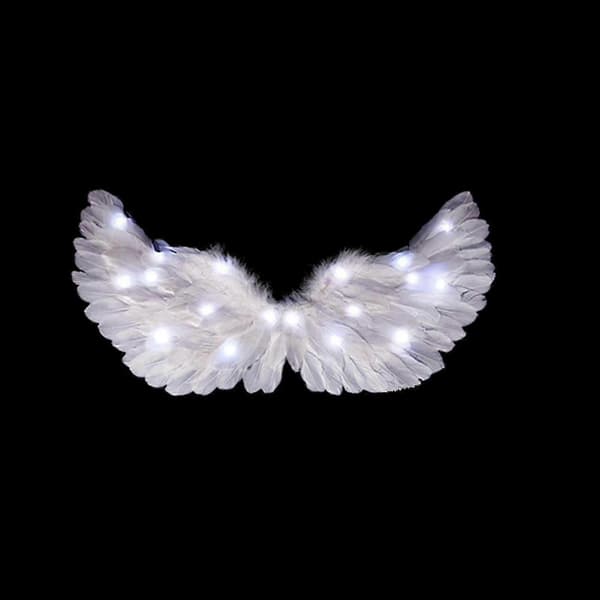 Englevinger, lysende englevinger med LED-lys, børnekostume til juleaften, fest White 65x35cm