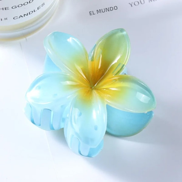 Mode Äggblomma Hårklämmor för Kvinnor Böhmisk Stil Blomma Stor Hårklo Hårnål Strandsemester Flickor Håraccessoarer blue yellow