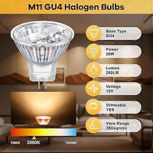 8-pack MR11 GU4 Halogenlampa 12V 20W, 35mm*35mm, Dimbar Halogen Spotlight Varmvit 2800K, Halogen Reflektorlampa för Skåp