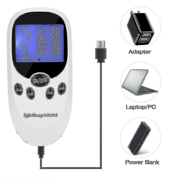 2-kanalers handhållen mini muskelstimulator Digital massager puls med klistermärke Portable