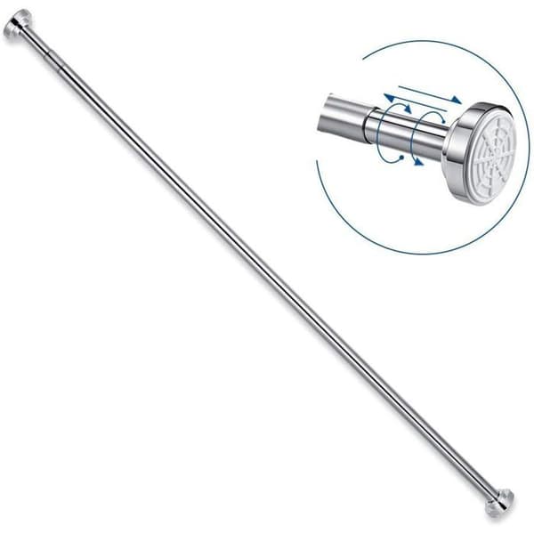 1 teleskopstang, rustfritt stål, 85 cm til 140 cm, ingen boring nødvendig, justerbar, baderom.