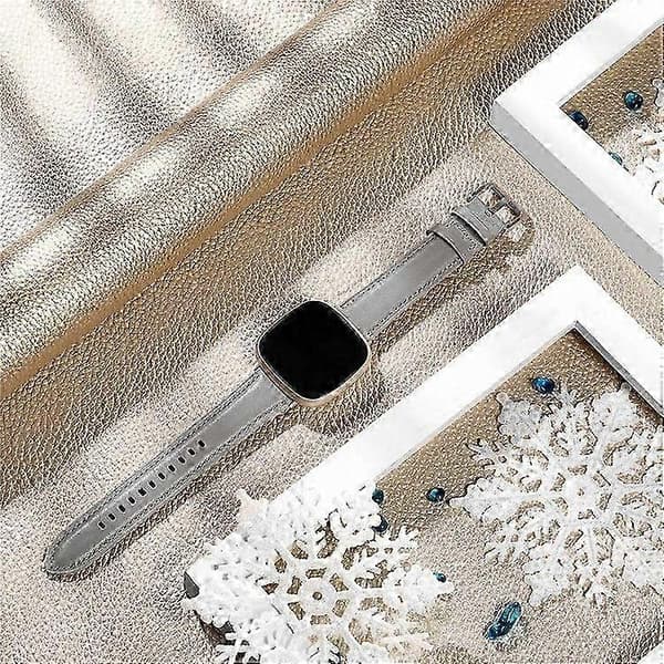 Ægte læderurrem til Fitbit Versa 3 og Sense-remme Grey