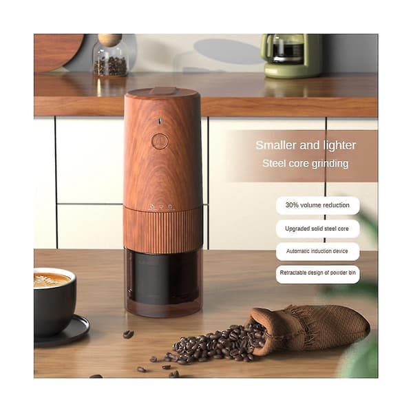 Electric Coffee Grinder Espresso Coffee Bean Grinder Powder Container Retractable Automatic Portable Rechargeable