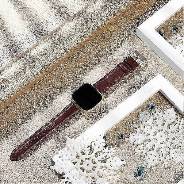Ægte læderurrem til Fitbit Versa 3 og Sense-remme WineRed
