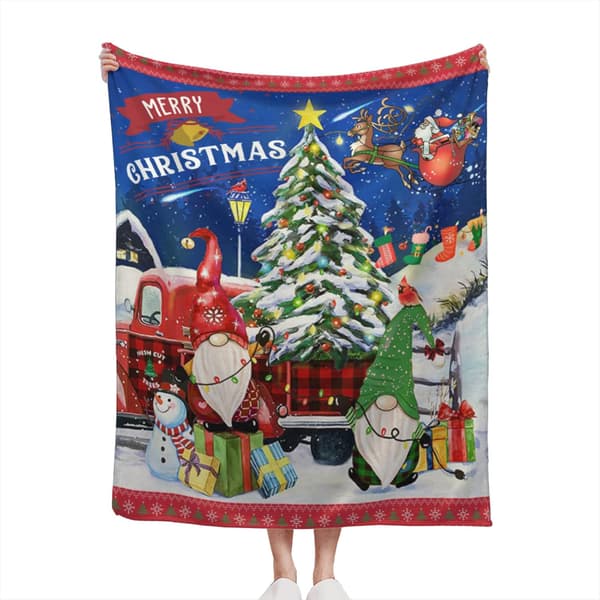 Glædelig Jul-tæppe, Superblødt og Varmt Vinterferietæppe til Sofa Senge, 127cm x 152.4cm