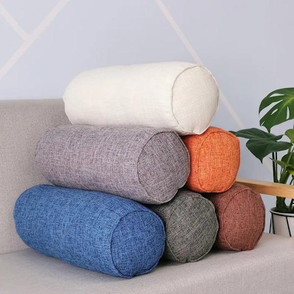 Lang Pude Indvendig Rund Kropspude Rektangulær Søvn Lur Pude Imitation Bomuld Linned Pude Hjem Soveværelse Indretning Light Grey 15x15x60cm