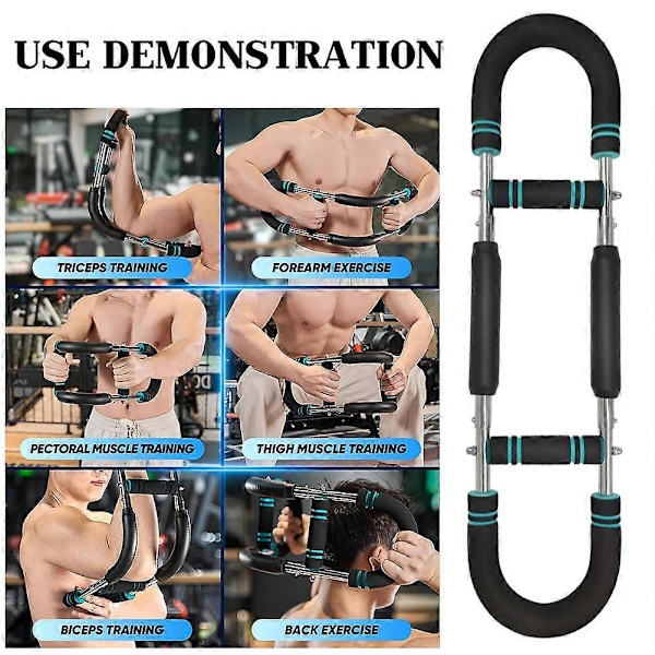 Twister Arm Exerciser - Justerbar Fjær Treningsstang for Underarm, Triceps & Bryst Styrking, Bærbart Hjemmetreningsutstyr Grey