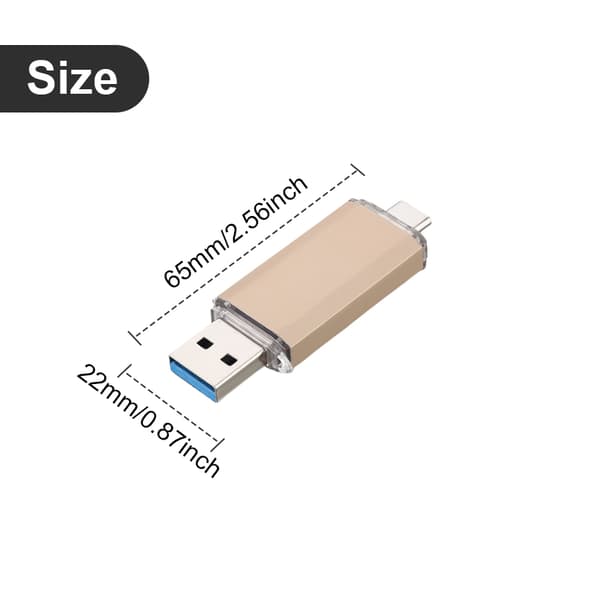 2-i-1 USB-minnepinne med USB 3.0 og USB-C (64 GB) Gull