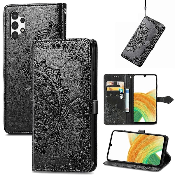 Til Samsung Galaxy A13 4G Mandala Blomst Præget Læder Telefon Cover 12