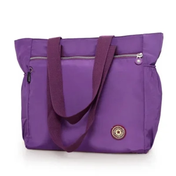 Vattentät Oxford Canvas Väska för Kvinnor, Stor Resväska, Axelväska, Shoppingväska PURPLE