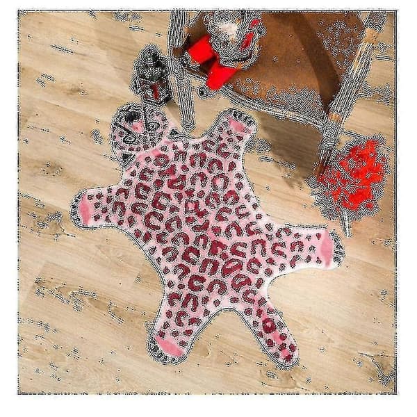 Baderomsmatter Rosa Imitasjon Leopardmønster Teppe Sklisikker Matte Vaskbart Dyreprint Teppe
