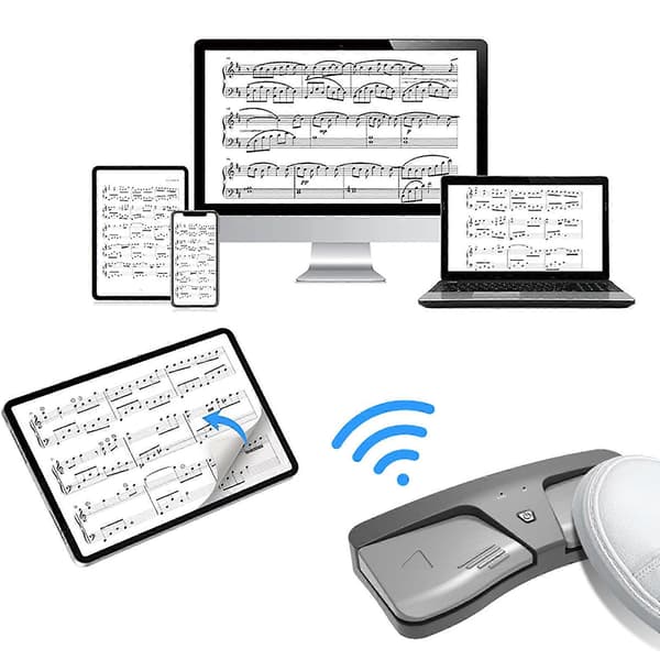 Bluetooth Sidevender Pedal Trådløs Musik Pedal Sidevender til Tablets Smartphones Kompatibel med Android iOS System